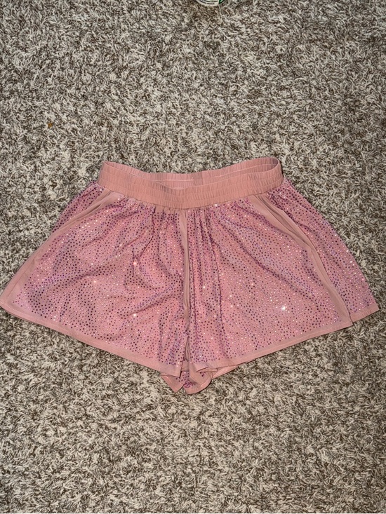 QUEEN OF SPARKLES Pants - QUEEN OF SPARKLES XS Pink Rhinestone Active Shorts
